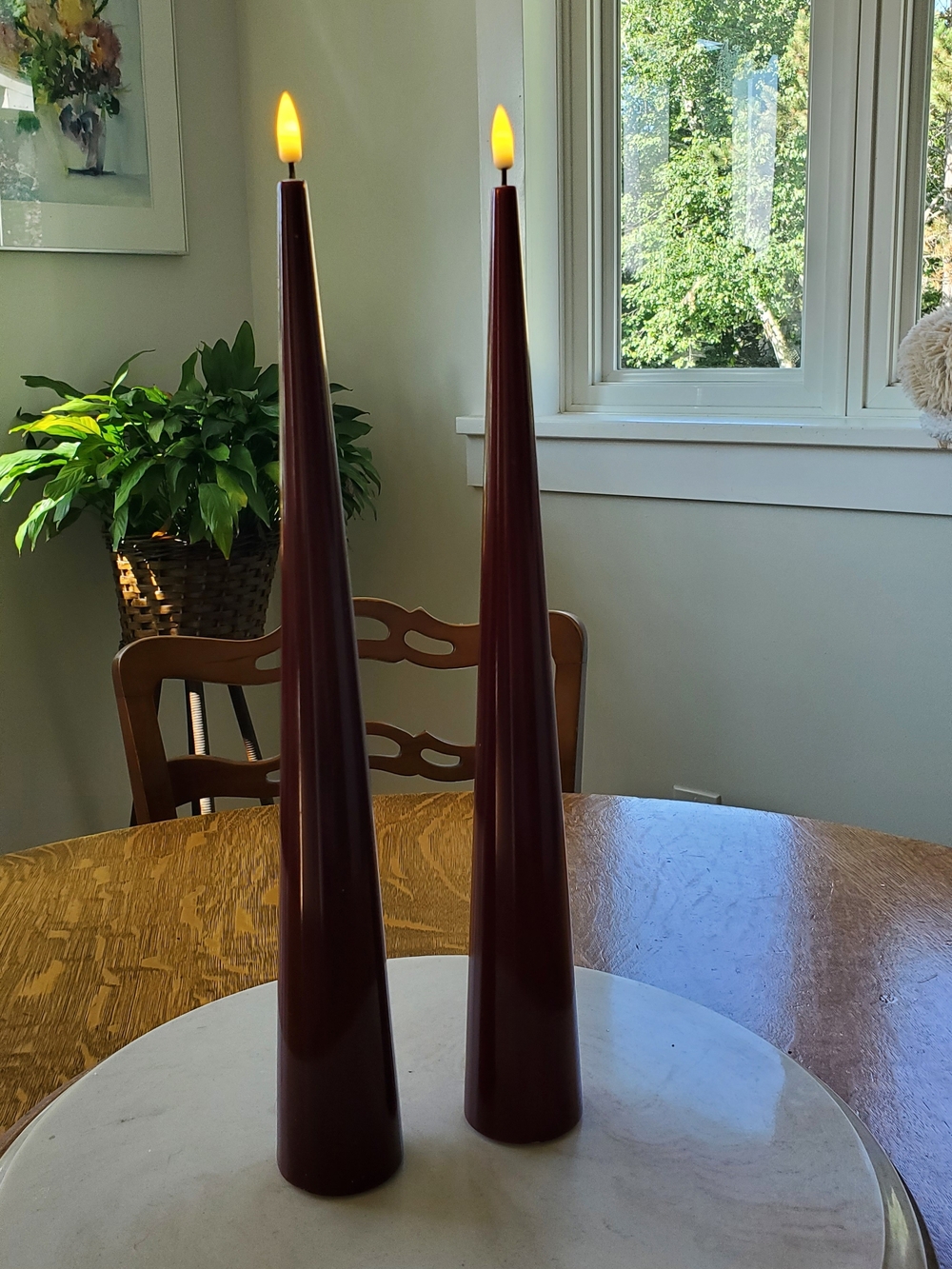 Elegant Burgundy Taper Candle Pair - Home Accents